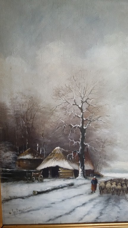 Geo Poggenbeek, op paneel geschilderd, schaapskudde kopen? Bied vanaf 1250!