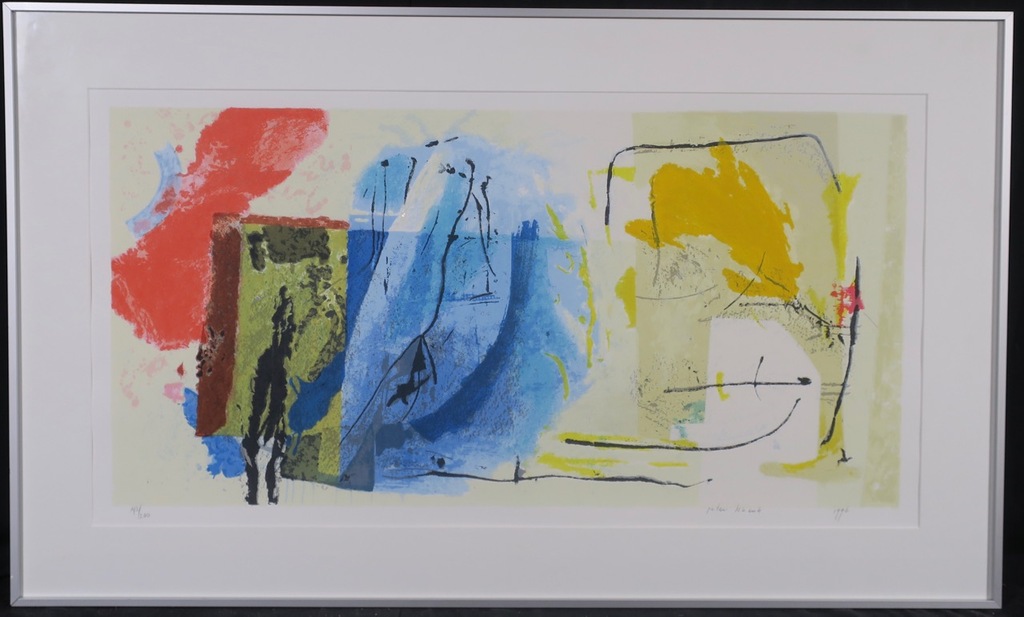 Peter Schenk: Zeefdruk, Three elements, Blue moon II - Ingelijst kopen? Bied vanaf 35!