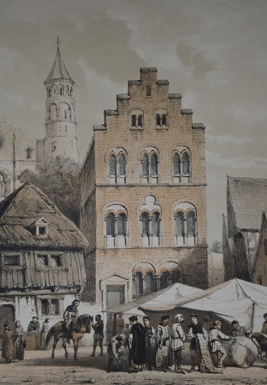 C. Springer (1817-1891) - litho, Steenen huis uit de 12e eeuw  kopen? Bied vanaf 29!
