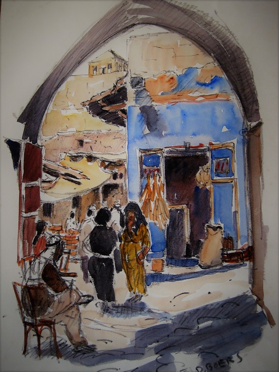 Zeldzaam mooi aquarel "markt Akko Israel" gesigneerd Frans Boers 1912-1987 kopen? Bied vanaf 1!