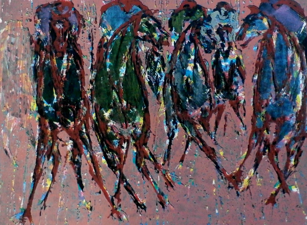 Jan Bezemer - litho: renpaarden - oplage: 12 stuks verkocht voor € 243!