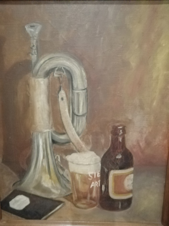 A.Catou - olieverf op doek - begin 20ste eeuw - "Café stilleven" Stella Artois verkocht voor € 36!