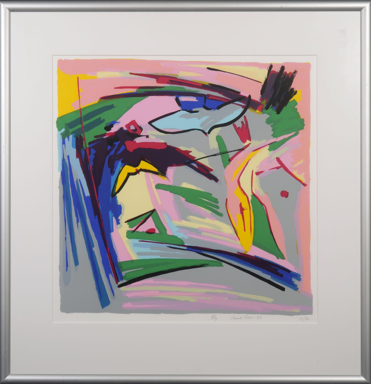 Frank Rosen: Zeefdruk, Blij - Ingelijst verkocht voor € 35!