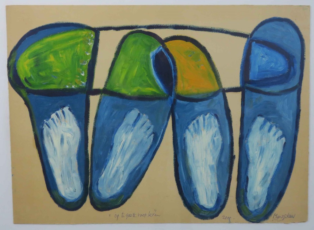 Meertje Kaal: Olieverf op karton, Op te grote voet leven - Ingelijst kopen? Bied vanaf 1!