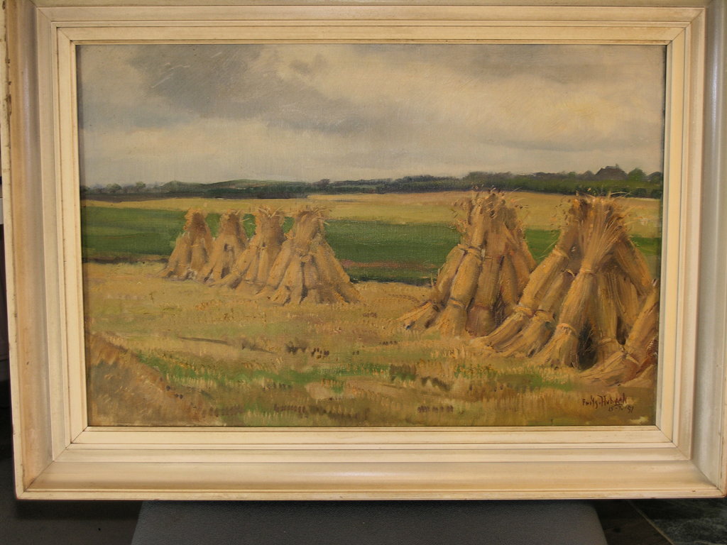 Frits Hubeek - Frits Hubeek (1885-1952) - Korenschoven in landschap kopen? Bied vanaf 100!