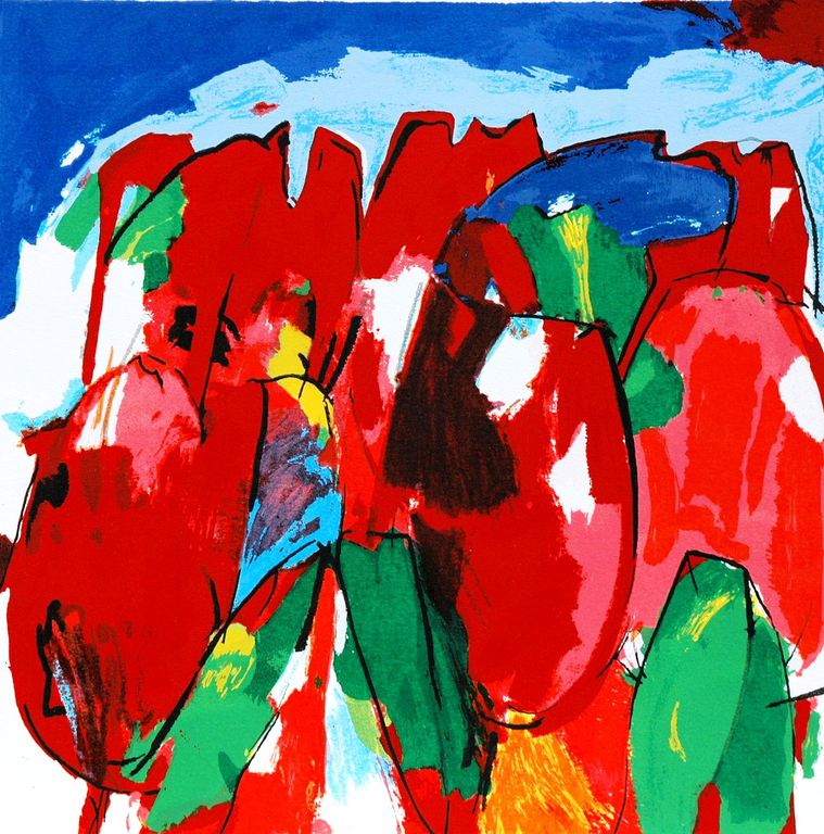 Lou Thissen - Tulpen - Gesigneerde zeefdruk - E/A - 2003 verkocht voor € 35!