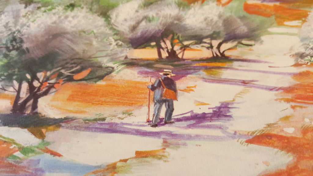 Ella Fort, Sentier de promenade direction au montagne, Schitterende Lithografie kopen? Bied vanaf 1!