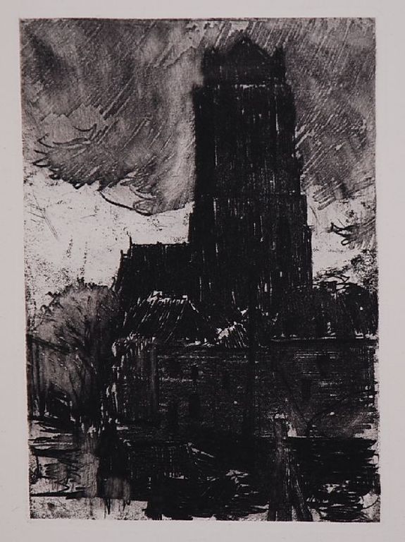 Etha Fles: Ets. De dom van Utrecht uit 1891 verkocht voor € 35!