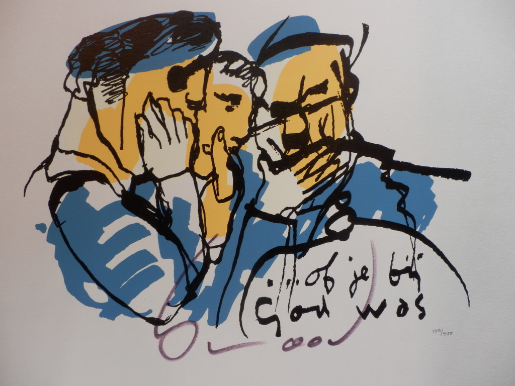 HERMAN BROOD HANDGESIGNEERDE En Gelimiteerde ZEEFDRUK OF JE BIJ GOD WAS verkocht voor € 125!