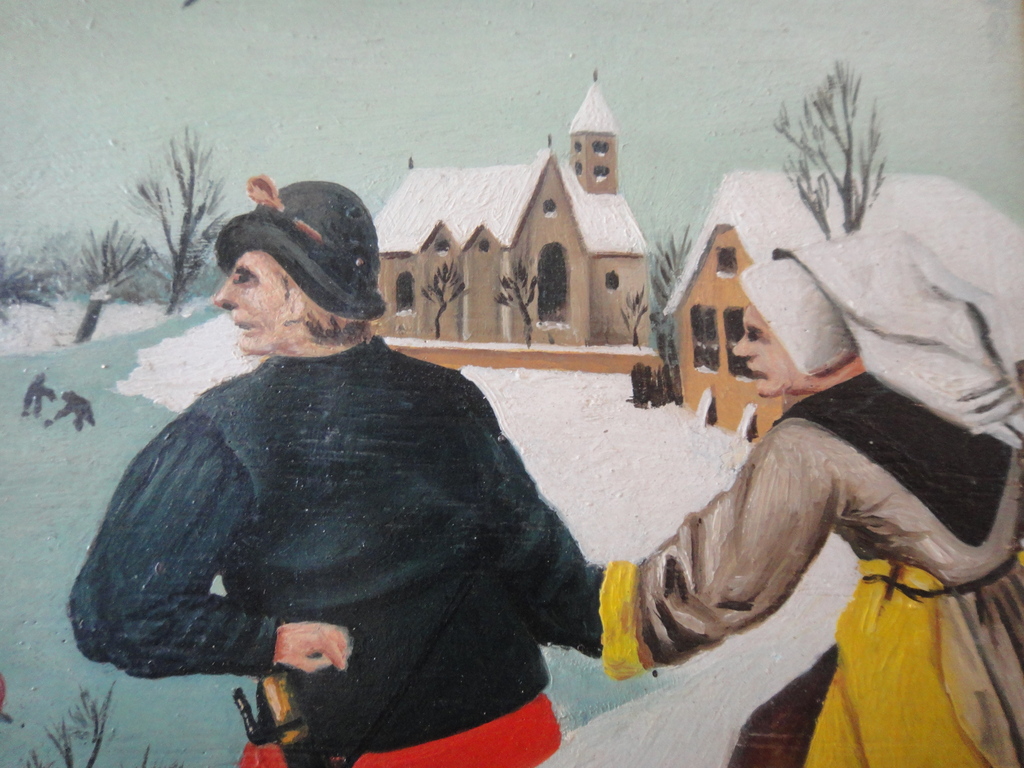 Jan de Bie (1946) -olieverf op paneel- 'sneeuwlandschap met personen' kopen? Bied vanaf 125!