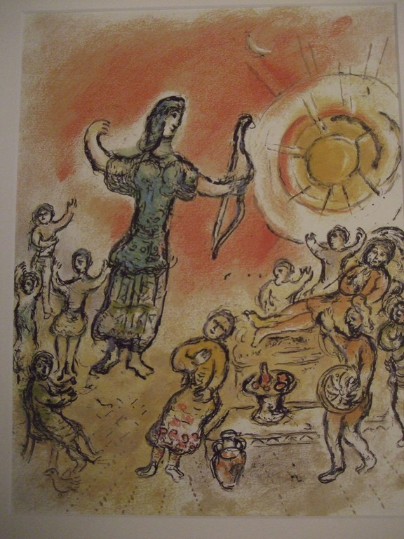 Marc Chagall, kleurenlitho  uit de serie Odysseus , Penelope met boog kopen? Bied vanaf 50!