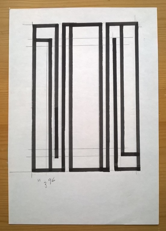 3x Siep van den Berg: 3 inkttekeningen, geometrische abstractie kopen? Bied vanaf 100!