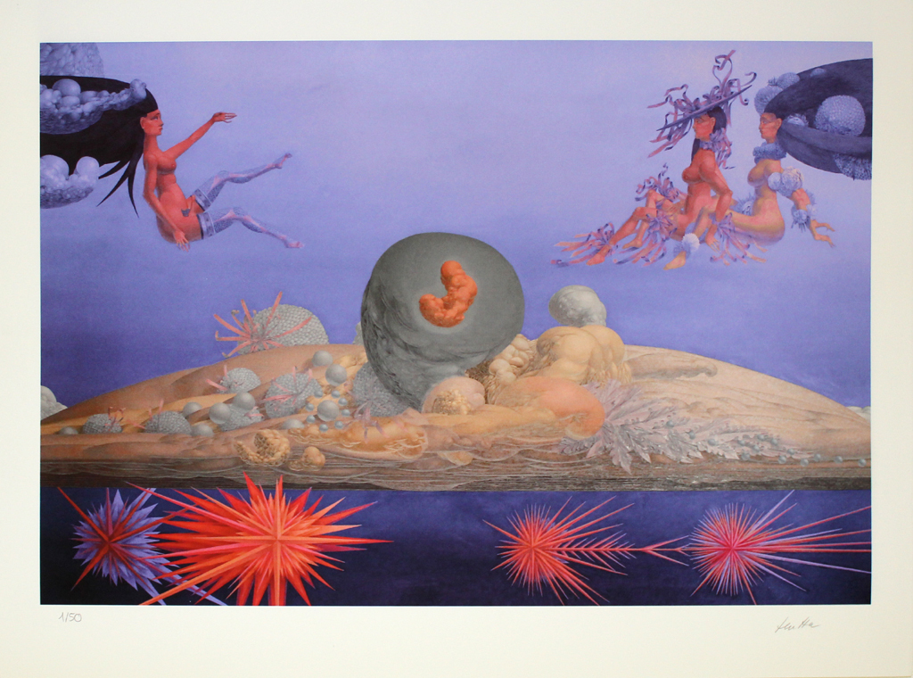 WOLFGANG HUTTER. Zeldzame Giclee van zijn kleurrijke werk.Op Linnen.2014. GROOT! kopen? Bied vanaf 119!