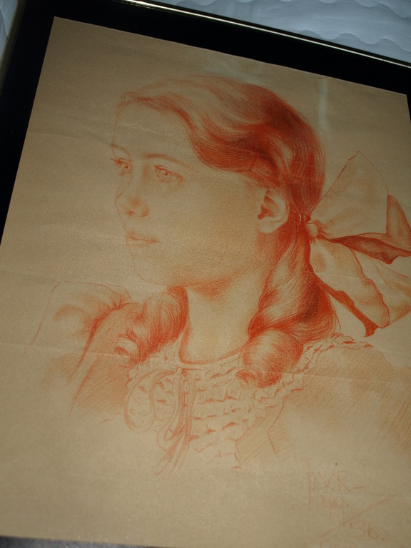 Portret meisje – Tekening – Gesigneerd – 1936 - Ingelijst  40 x 50 cm kopen? Bied vanaf 1!