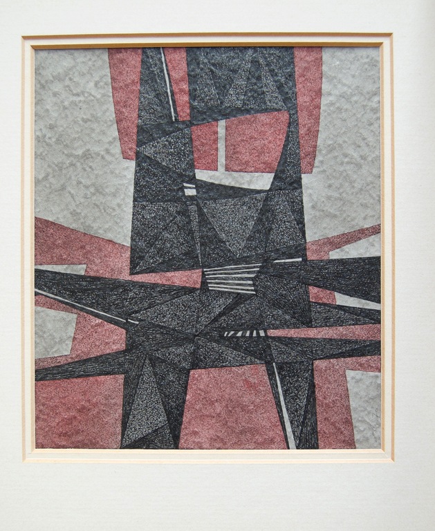 Henk Krijger - pen in zwart, waterverf in rood - Abstracte voorstelling kopen? Bied vanaf 50!