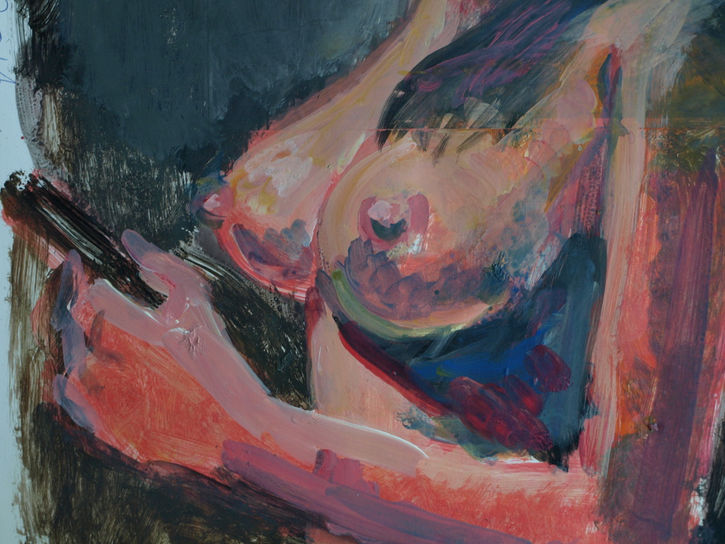 Peter Klashorst : acrylverf op papier , Vrouw met mobieltje – 2016 kopen? Bied vanaf 75!