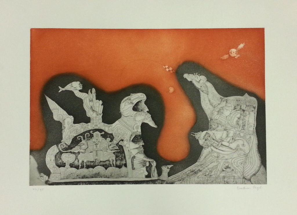 Bernard Berthois-Rigal, "Rives du Bustrophedon", grote gesigneerde ets/aquatint. kopen? Bied vanaf 200!
