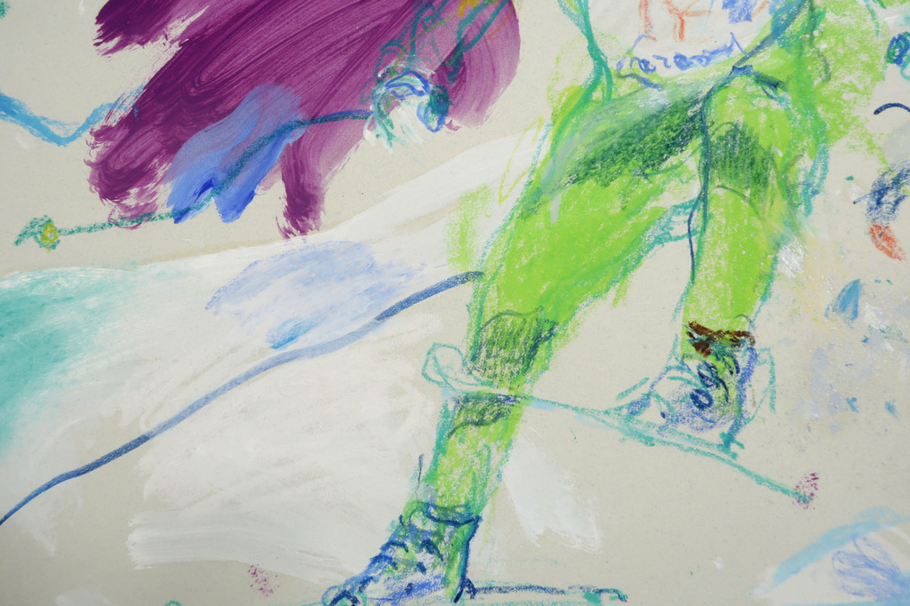 Jan van Diemen: Gouache en krijt, Skier   kopen? Bied vanaf 35!
