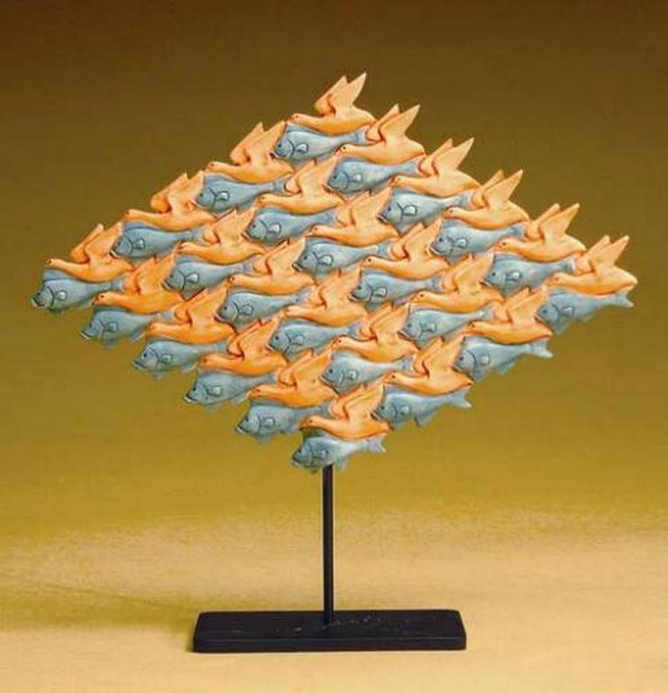 MC ESCHER, 3D-sculpture: Vogel - Vis verkocht voor € 44!