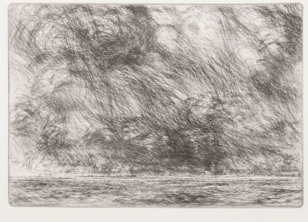 Willem den Ouden: Ets, Stormachtig weer verkocht voor € 120!