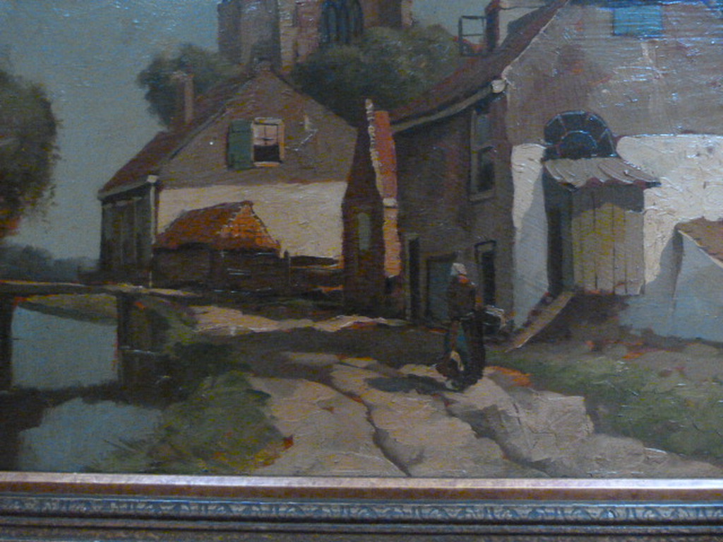 Onbekend ( 20e eeuw ) - olieverf - dorpsgezicht. kopen? Bied vanaf 1!