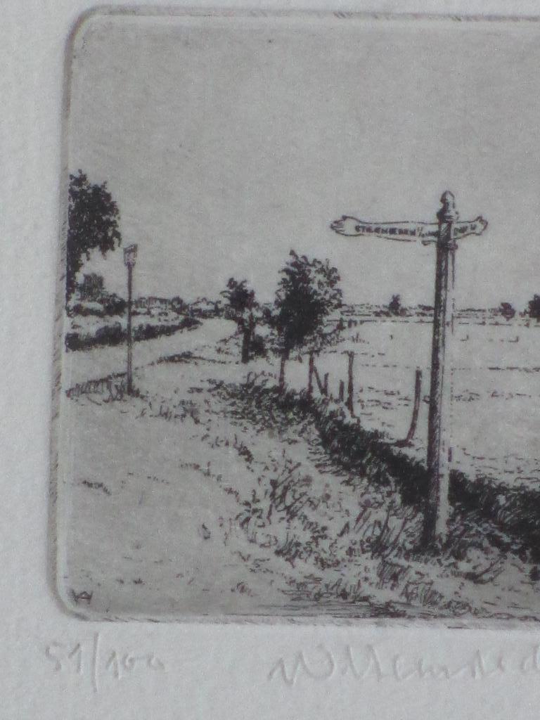 Warner Hemstede, Platteland met richtingbord, Ets kopen? Bied vanaf 1!