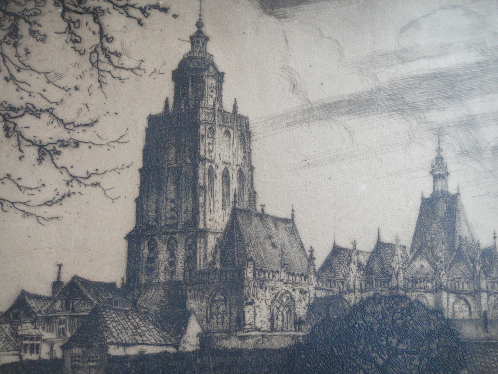 Jan Poortenaar, zicht op Zutphen, ets kopen? Bied vanaf 15!