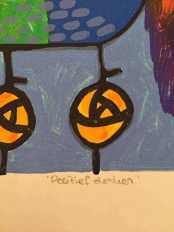 WENDIE BRAUCKMANN Gr Zeefdruk (76x63cm)  POSITIEF DENKEN.Handgesigneerd  kopen? Bied vanaf 55!