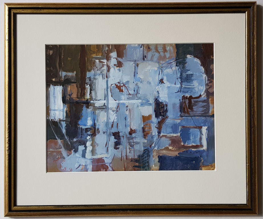 Anton Voorzanger gouache abstract, unica kopen? Bied vanaf 40!