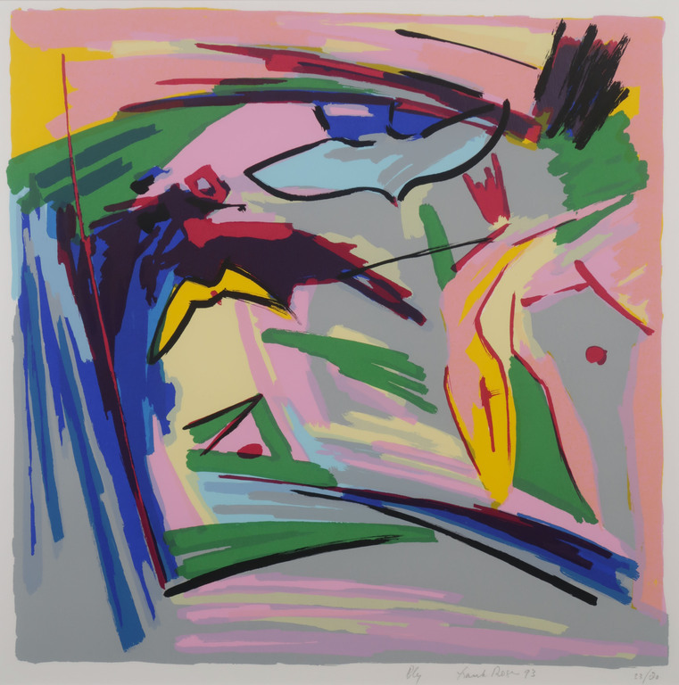 Frank Rosen: Zeefdruk, Blij - Ingelijst kopen? Bied vanaf 35!