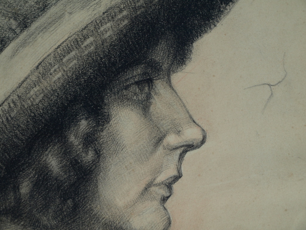 Elias Smalhout : Tekening , Bregtje met hoed – ca 1920  kopen? Bied vanaf 1!