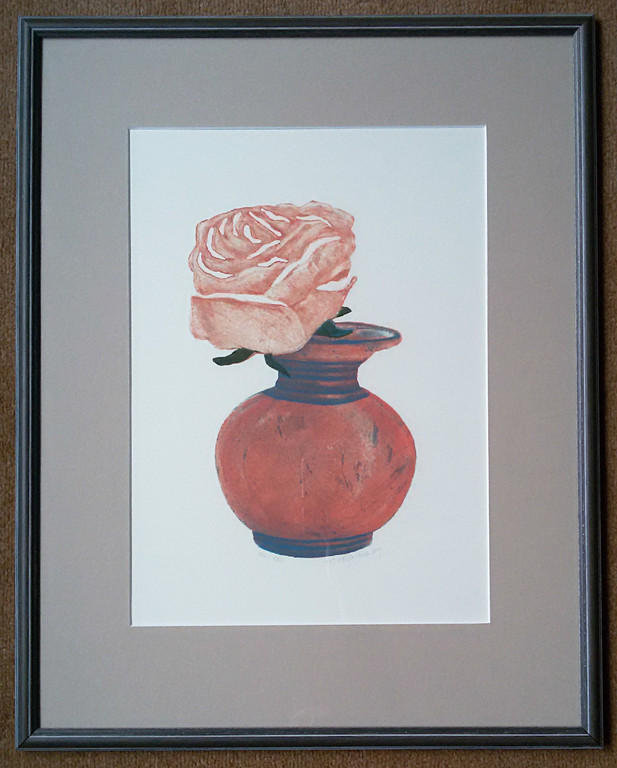 Arja van der Berg - Roos, aquatint ets (prachtig ingelijst) kopen? Bied vanaf 1!