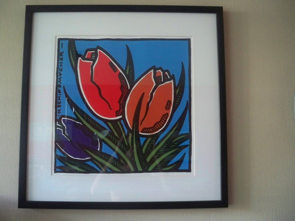 Henk Schiffmacher - zeefdruk Tulpen - 2000 - gesigneerd verkocht voor € 80!