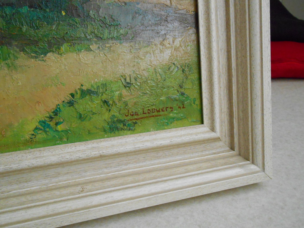 Jan Louwers, olieverf op doek, Boerderij aan weggetje kopen? Bied vanaf 75!