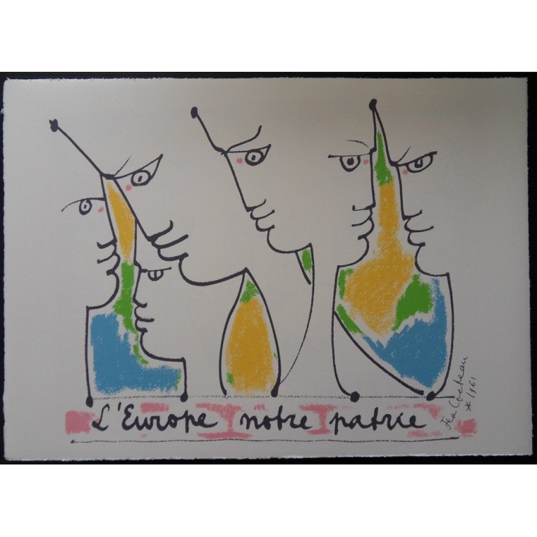 JEAN COCTEAU(1889-1963)  Kleurenlitho  LES FONDATEURS DE L'EUROPE  uit 1961 verkocht voor € 175!