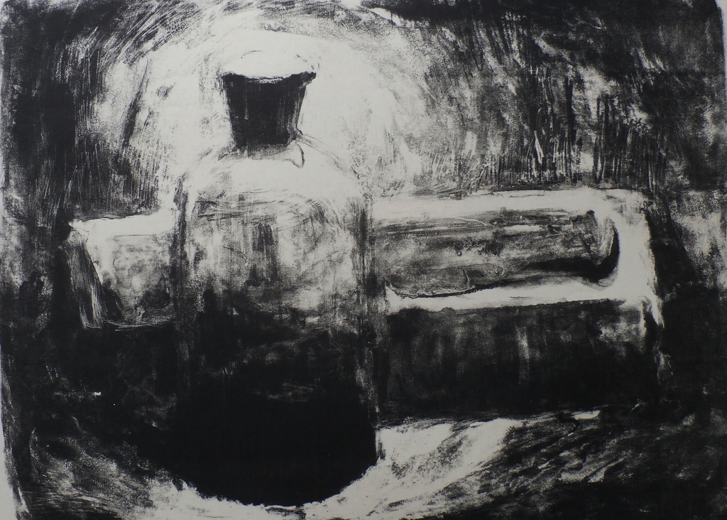 Kees Buurman - Litho: Fles en lithosteen verkocht voor € 45!