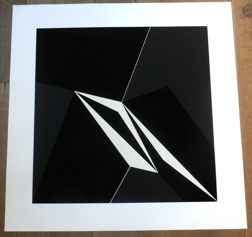 Marcel Verdren - Zeefdruk: geometrische compositie: Espace noir no. 3 kopen? Bied vanaf 150!