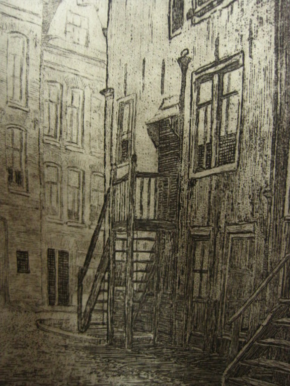 Joh Josseaud 1880-1935 ETS Amsterdam "Driehoekstraat Jordaan" ca. 1910 kopen? Bied vanaf 1!