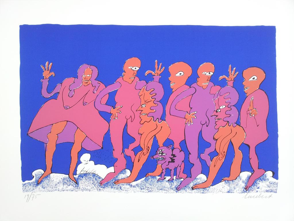 Lucebert: zeefdruk S/N uit Buhnescreens, 1971 verkocht voor € 195!