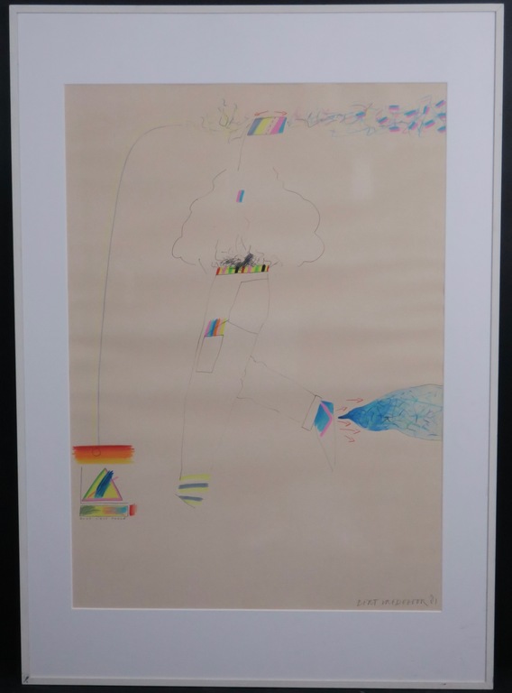 Bert Vredegoor: Potlood, Bleu c'est passe -Ingelijst (groot) kopen? Bied vanaf 20!