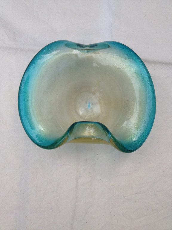 Murano Barovier & Toso Turqoise asbak met goud folie kopen? Bied vanaf 12!