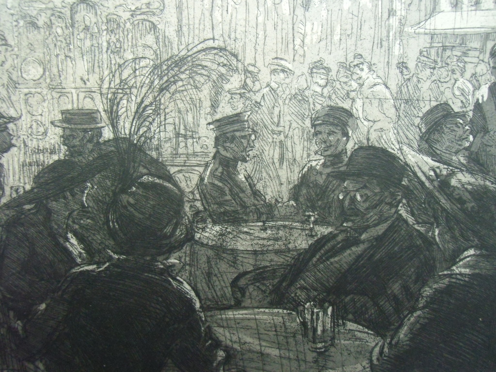 CAFE-SCENE  ///  ETS VAN HENRI CHRISTIAAN PIECK verkocht voor € 350!