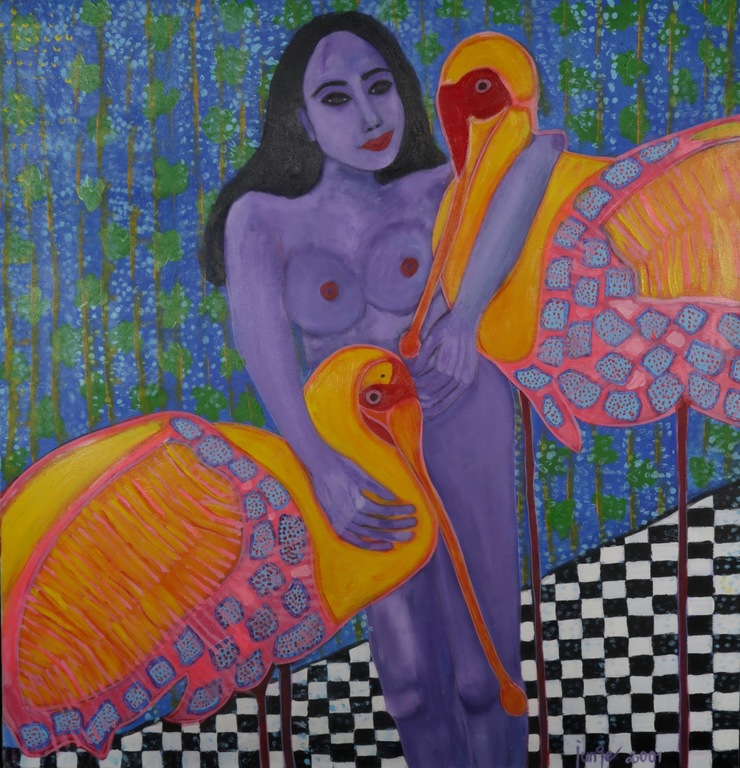 Margit Junge: Acryl op doek, Me and my spoons (Groot) kopen? Bied vanaf 100!