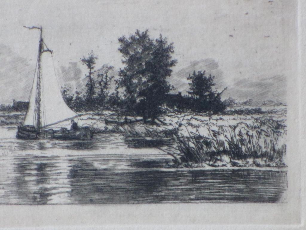 Elias Stark, Zeilboot in polderlandschap, Ets kopen? Bied vanaf 1!