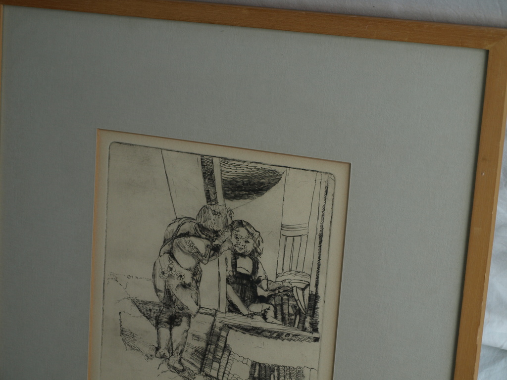 Mieneke de Boer : Ets – Les premiers pas – gesigneerd & ingelijst – 1977  kopen? Bied vanaf 1!