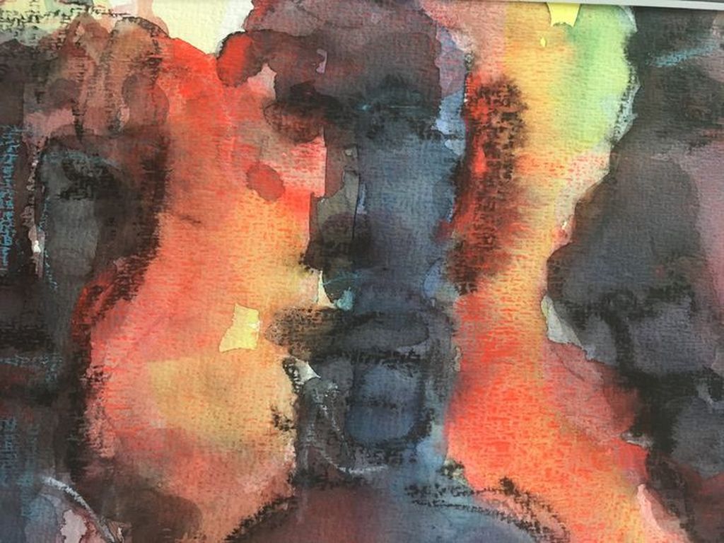 Onbekende Kunstenaar - Aquarel met krijt - Paaseiland figuren kopen? Bied vanaf 1!