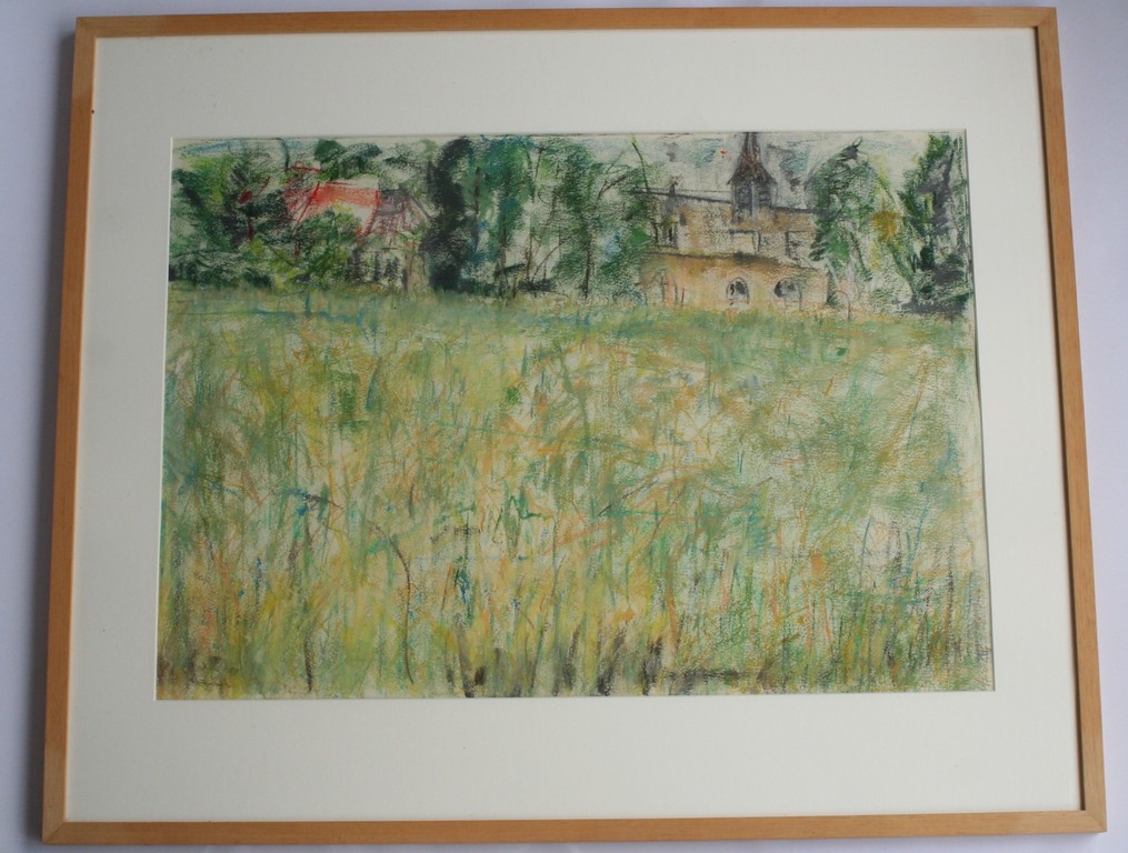 Monique Polak - pastel - Ellezelles-Wallonie zomertarwe - gesigneerd kopen? Bied vanaf 40!