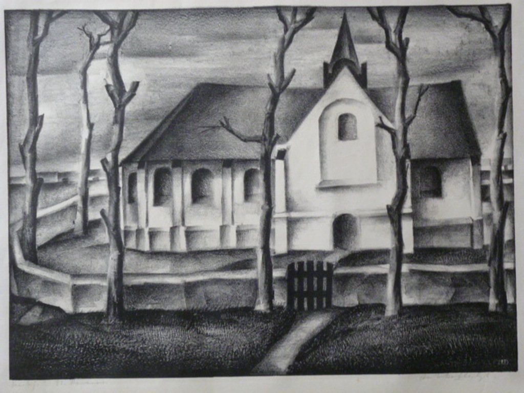 Aart van Dobbenburgh - litho - Kerkje in St. Pancras verkocht voor € 75!