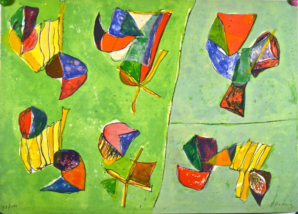 Daniel Humair: Litho. Abstracte compositie verkocht voor € 40!