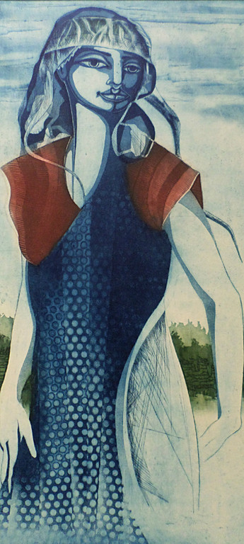 Paul Elshout – Vrouw in ‘t landschap, ingekleurde ets kopen? Bied vanaf 40!